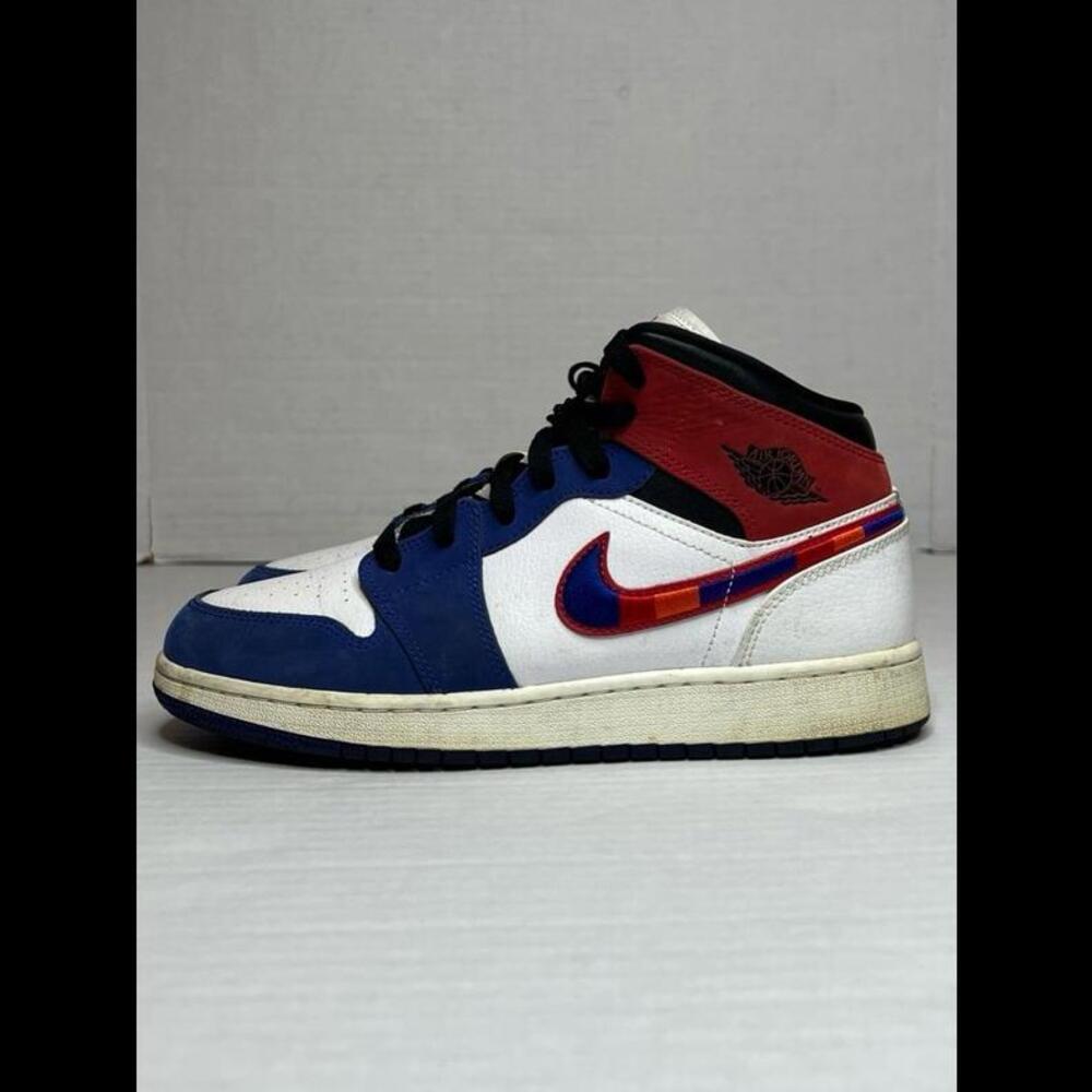 Jordan 1 Mid Rush Blue University Red -‎ Size 6.5Y